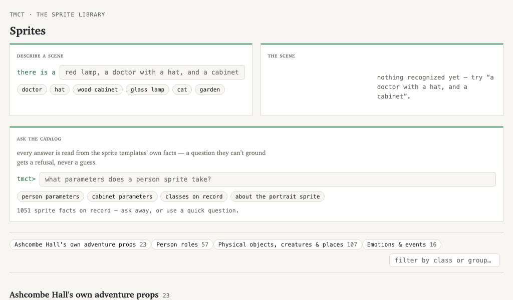 tmct sprite library page: sprite shapes mapped to the ontology classes they belong to